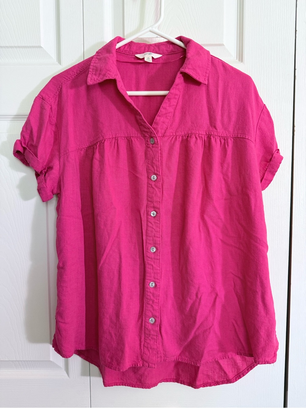 Terra & Sky Hot Pink Button-Front Short Sleeve Shirt